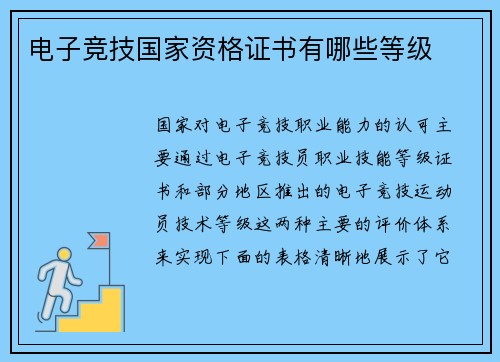 电子竞技国家资格证书有哪些等级